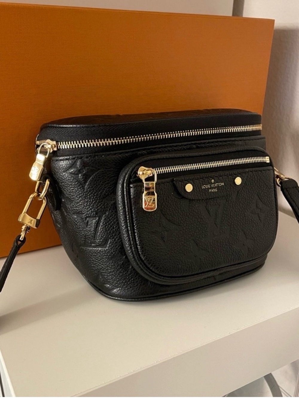 Louis Vuitton Black Monogram Embossed Pebbled Leather Mini Bum Bag - Picture 10 of 14